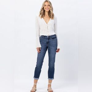 Judy Blue Mid Rise Boyfriend Denim Jeans Size 16 W